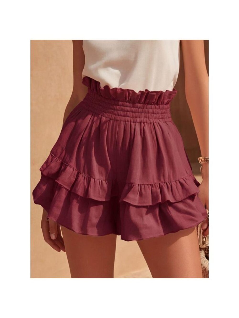 Full Size Ruffled High-Waisted Shorts Plus Size